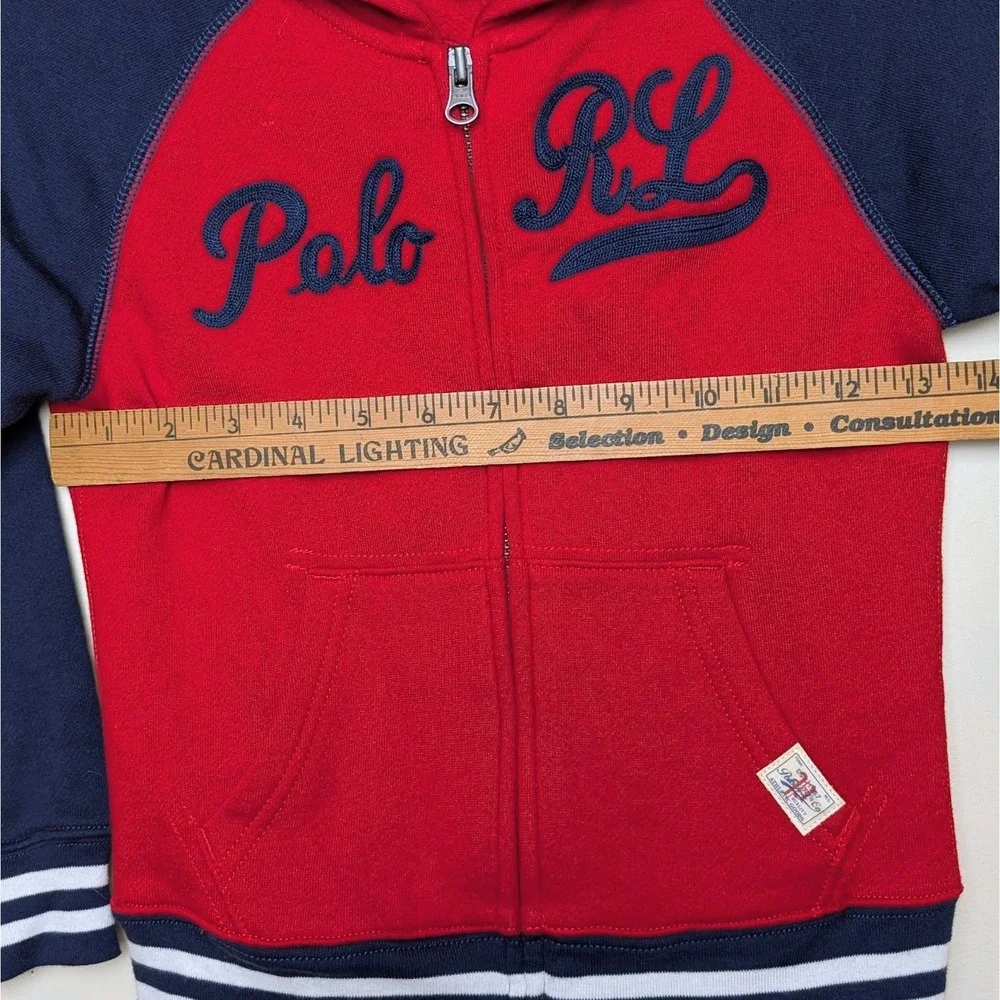 Polo Ralph Lauren Script Logo Spellout Fleece Full Zip Hoodie Jacket Boys Size 5